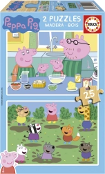 Dřevěné puzzle PRASÁTKO PEPPA 2×25 dílků