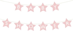 Baner na baby shower s hvězdičkami – Jasnorůžová