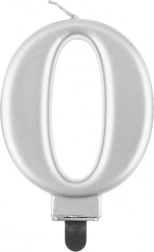 Dortová svíčka číslo 0 stříbrná 8 cm