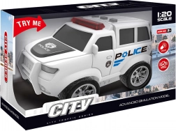 policejní auto na setrvačník se světelnými a zvukovými efekty, bílé 22,5 cm