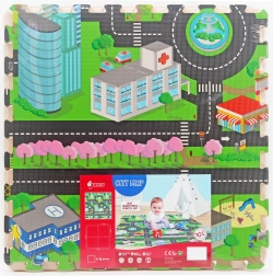 Měkké pěnové puzzle město na podlahu 118 × 118 cm