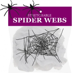 Umělá pavučina s 2 pavouky RUHHY bílá dekorace na Halloween
