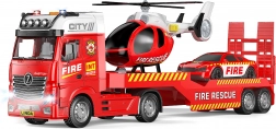 hasičský tahač s helikoptérou a efekty 55 cm – herní set