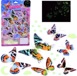 Fluorescenční nálepky motýli a svítící hvězdy na zeď