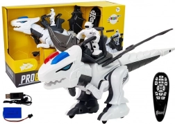 Interaktivní robotický tyranosaurus bílé barvy