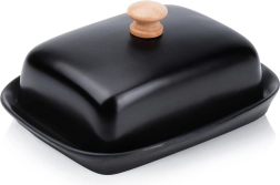 Keramická černá máslenka s dřevěným knobem Vilde