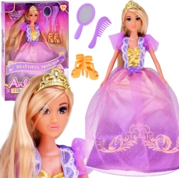 Lalka princezna s dlouhými vlasy v balových šatech s doplňky