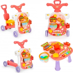 Odstrkovací kolo, koloběžka, interaktivní vzdělávací stůl 4v1 pro děti červený