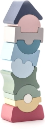 Cubika pastelová balanční věž – dřevěná skládačka 11 dílů