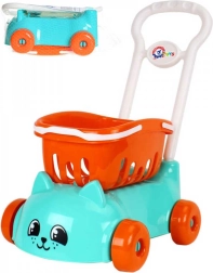 Dětský nákupní vozík s košíkem kočička