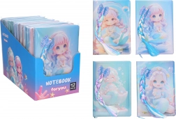 Linkovaný notes 14 × 21 cm – mořská panna s culíkem, 80 stran