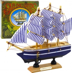 Dekorativní model plachetnice bílomodrá 16x15 cm