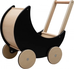 Dřevěný kočárek a chodítko 2v1 Montessori BABY MIX černý