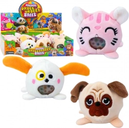 Plyšový mačkací gniotek se zvierátky s vodními kuličkami 6 cm