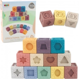 Měkké senzorické vzdělávací kostky, barevné, 12 ks