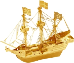 Kovový 3D model lodi GOLDEN HIND – zlatá edice