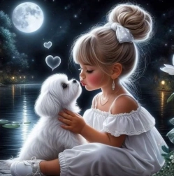 Diamantové malování Dívka s pejskem 30x40cm