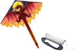 Velký drakový létající drak červený s dlouhým ocasem 170 × 130 cm