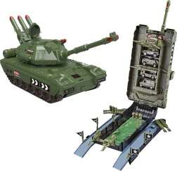 garážový tank s 4 auty, světelnými a zvukovými efekty, 44 cm