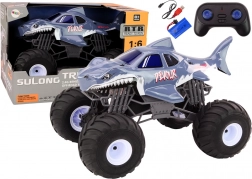 Velké terénní auto na dálkové ovládání 2.4G RC 1:6 s motivem žraloka
