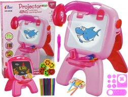 Oboustranná kreslicí tabule s projektorem – růžová