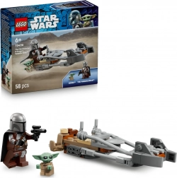 LEGO Star Wars Mandalorian a Grogu na spídrové motorce