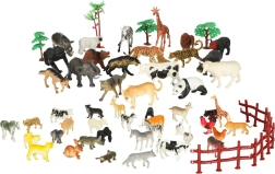 Sada figurek zvířat do zoo a na farmu, 59 ks v boxu