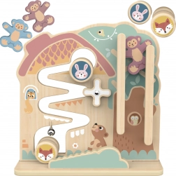 Dřevěná aktivní tabule a kuličková dráha 2 v 1 TOOKY TOY