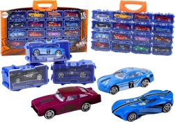 Sada kovových autíček v kufříku, 16 kusů
