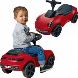 Červené odrážedlo Porsche 911 s klaksonem a tichými koly BIG