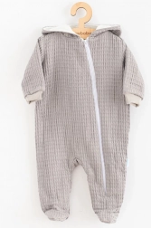 Dětský mušelínový overal s kapucí New Baby Comfort Clothes šedý 80 (9–12 měsíců)
