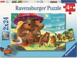 Ravensburger Puzzle Medvědí rodinka na výletě 2 x 24 dílků