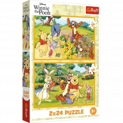 Puzzle 2x24 Disney Medvídek Pú - Den na zahradě