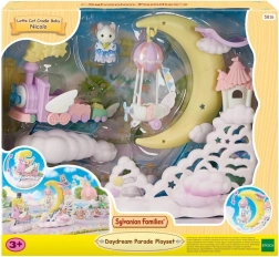 Sylvanian Families paráda v oblacích – létající lokomotiva s měsíční platformou a letadélkem