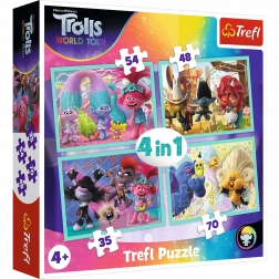 Puzzle TREFL Trollové 2: Světové turné 4v1 (35, 48, 54, 70 dílků)
