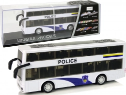 Dvoupatrový policejní autobus s natahovacím pohonem, světly a zvuky