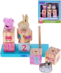 Dřevěné navlékací kostky Prasátko Peppa, 9 dílků