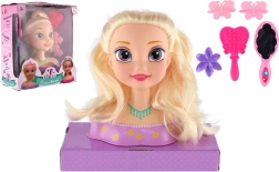 Česací hlava blond s doplňky