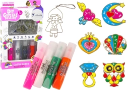 Vitrajové závěsky k malování – sada 6 ks se zasychajícími barvami