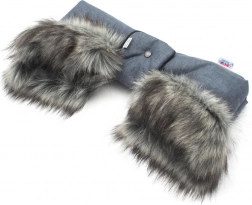 Rukávník na kočárek 2v1 s kožešinkou – modrý