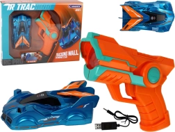 Modrý Auto Lezoucí Po Zdi Na Laser