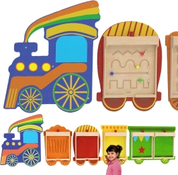 Flexibilní nástěnný systém pro 5 vzdělávacích tabulí – vlak MASTERKIDZ