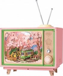 rokr 3d dřevěná hudební skříňka retro tv – projížďka sakurovým lesem diy