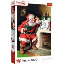 Puzzle 1000 dílků Coca‑Cola vánoční – Santa u krbu