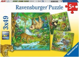 Ravensburger puzzle Zvířata v džungli 3×49 dílků