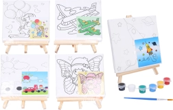 Dětská sada malování na plátno 15 × 15 cm se stojánkem, barvami a štětcem