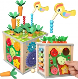 Dřevěná vzdělávací senzorická kostka 6v1