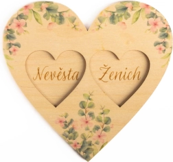 Tácek na snubní prstýnky pro nevěstu a ženicha