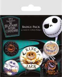 Set odznaků NIGHTMARE BEFORE CHRISTMAS – 5 ks (2,5–3,5 cm)