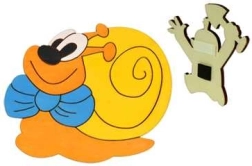 Dřevěná dekorační magnetka šnek